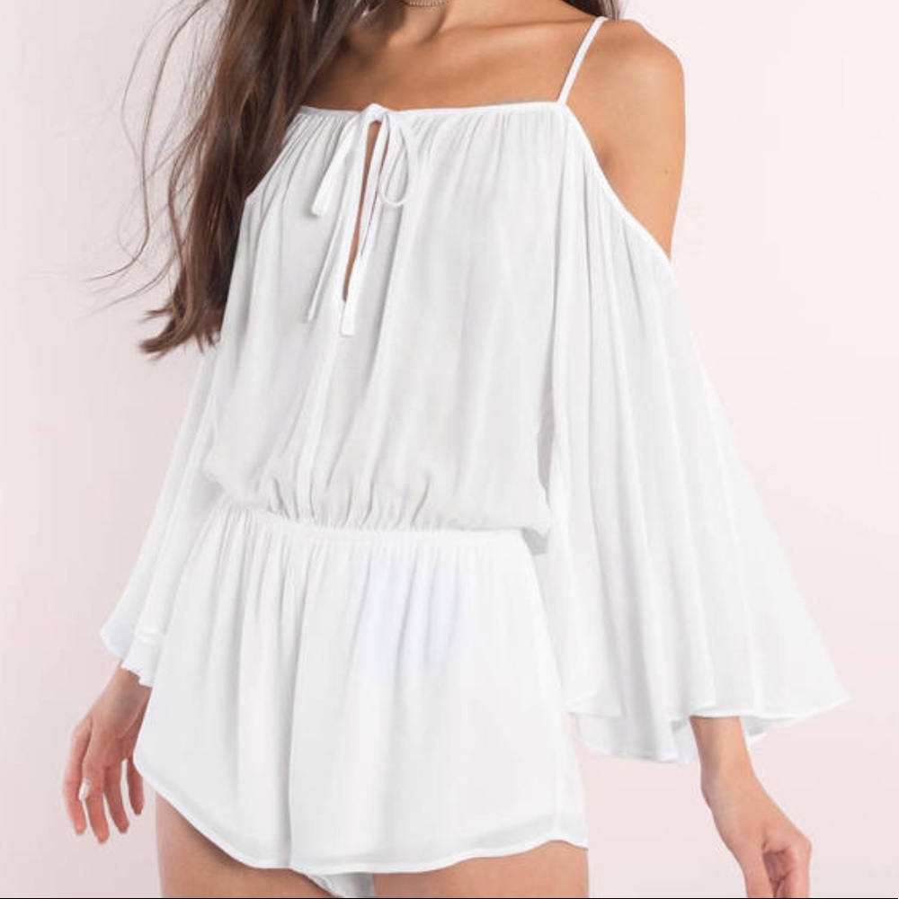 White Cold Shoulder Romper